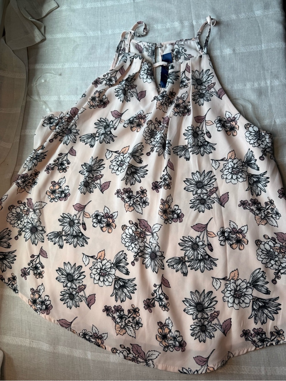 Blue Rain Blush Pink Floral Circle Skirt